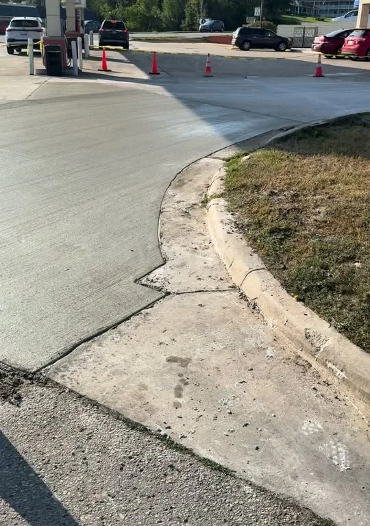 Concrete approach and curb replacement at a fuel station forecourt